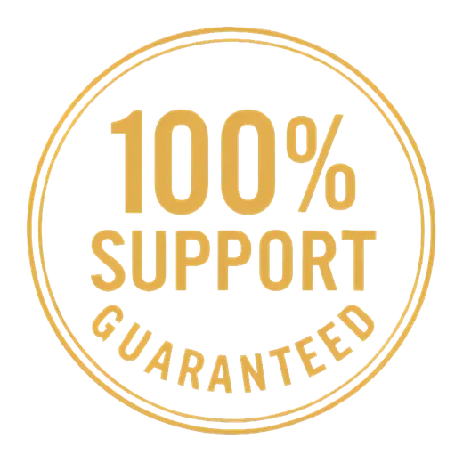 100% support guaranteed stamp