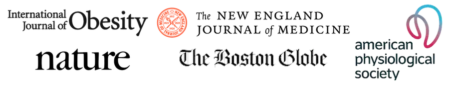 Logos of the International Journal of Obesity, NEJM, Nature, The Boston Globe and the American Physiological Society