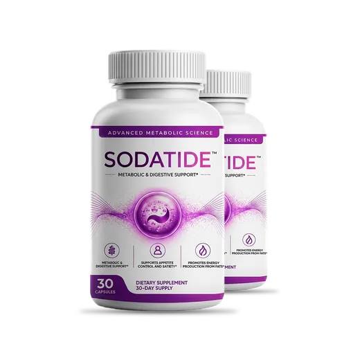 Two white-cap Sodatide bottles, 30 capsules each